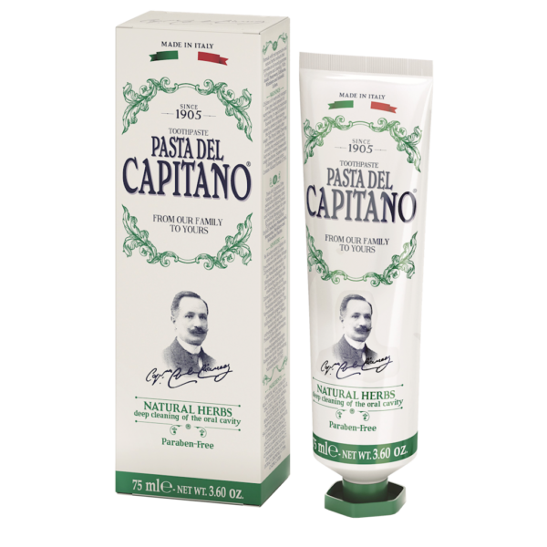 Pasta Del Capitano natural herbs tandpasta - nu ook in Nederland te bestellen bij Belviso Cosmetics