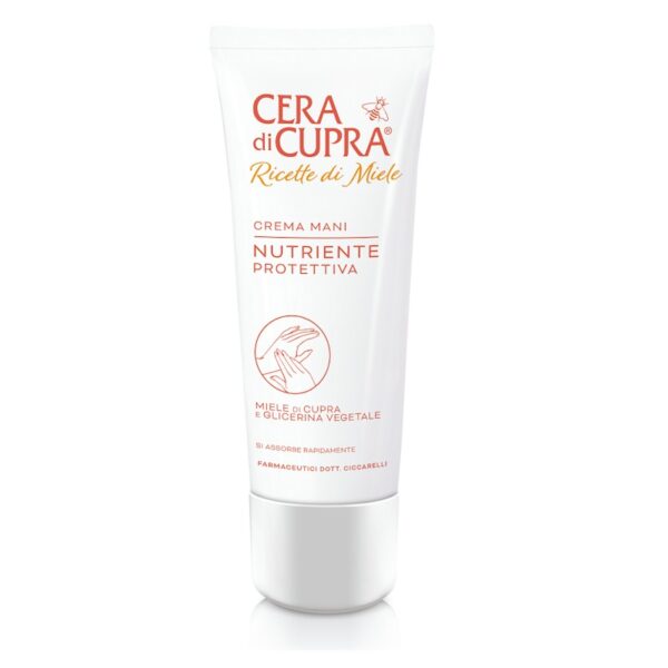 cera-di-cupra-ricetta-di-miele-crema-mani-nutriente-Prottetiva-verzorgende-voedende-en-beschermende-handcrème-tube