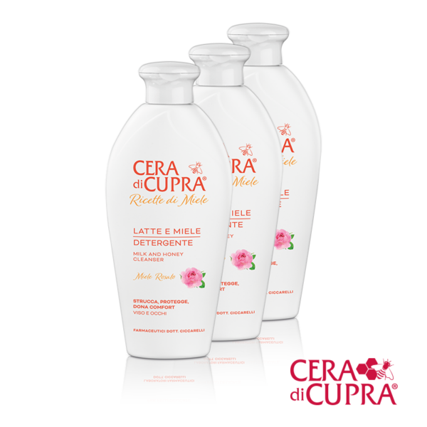 Cera-di Cupra Latte Detergente Delicato - milde huidreinigingsmelk met honingextract en vitamine-E (3 flessen)