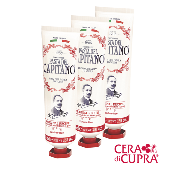 Pasta Del Capitano original receipe tandpasta - nu ook in Nederland te bestellen bij Belviso Cosmetics - 3 tubes